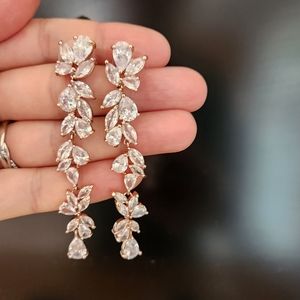 Rose gold CZ drop earrings